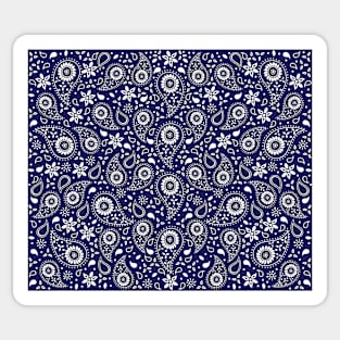 Beautiful Paisley Floral Pattern - Blue and White Sticker